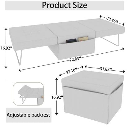 Modern Convertible Sofa Bed 4 In 1 Folding Ottoman Sleeper With Adjustable Backrest Home Essentials