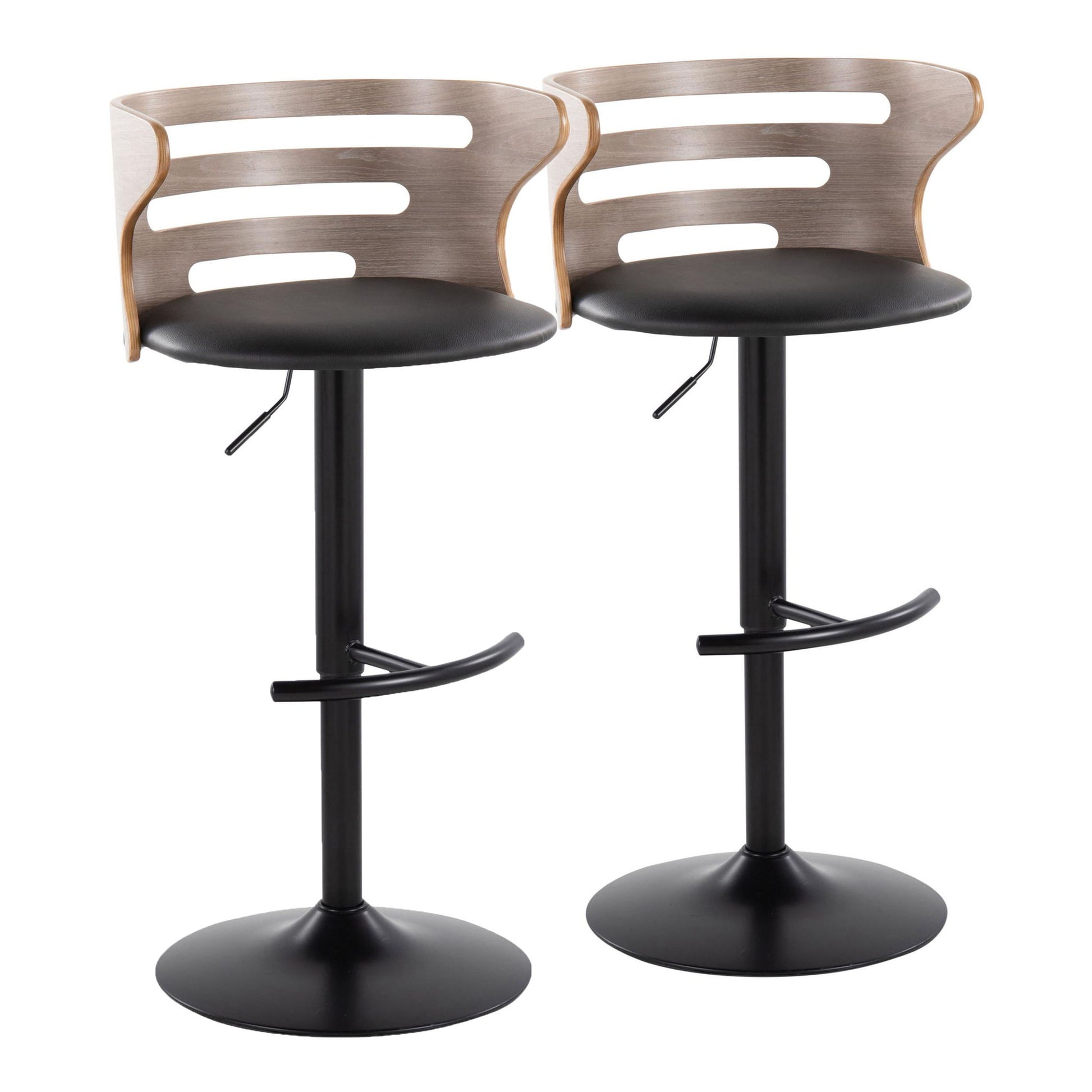 Cosi - Mid Century Modern Adjustable Barstool, Swivel With Rounded T Footrest (Set of 2) Lumi Source