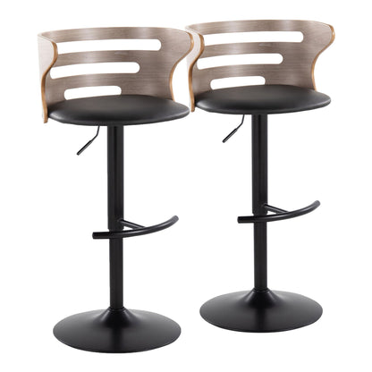 Cosi - Mid Century Modern Adjustable Barstool, Swivel With Rounded T Footrest (Set of 2) Lumi Source