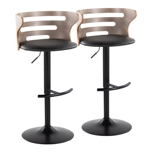 Cosi - Mid Century Modern Adjustable Barstool, Swivel With Rounded T Footrest (Set of 2) Lumi Source