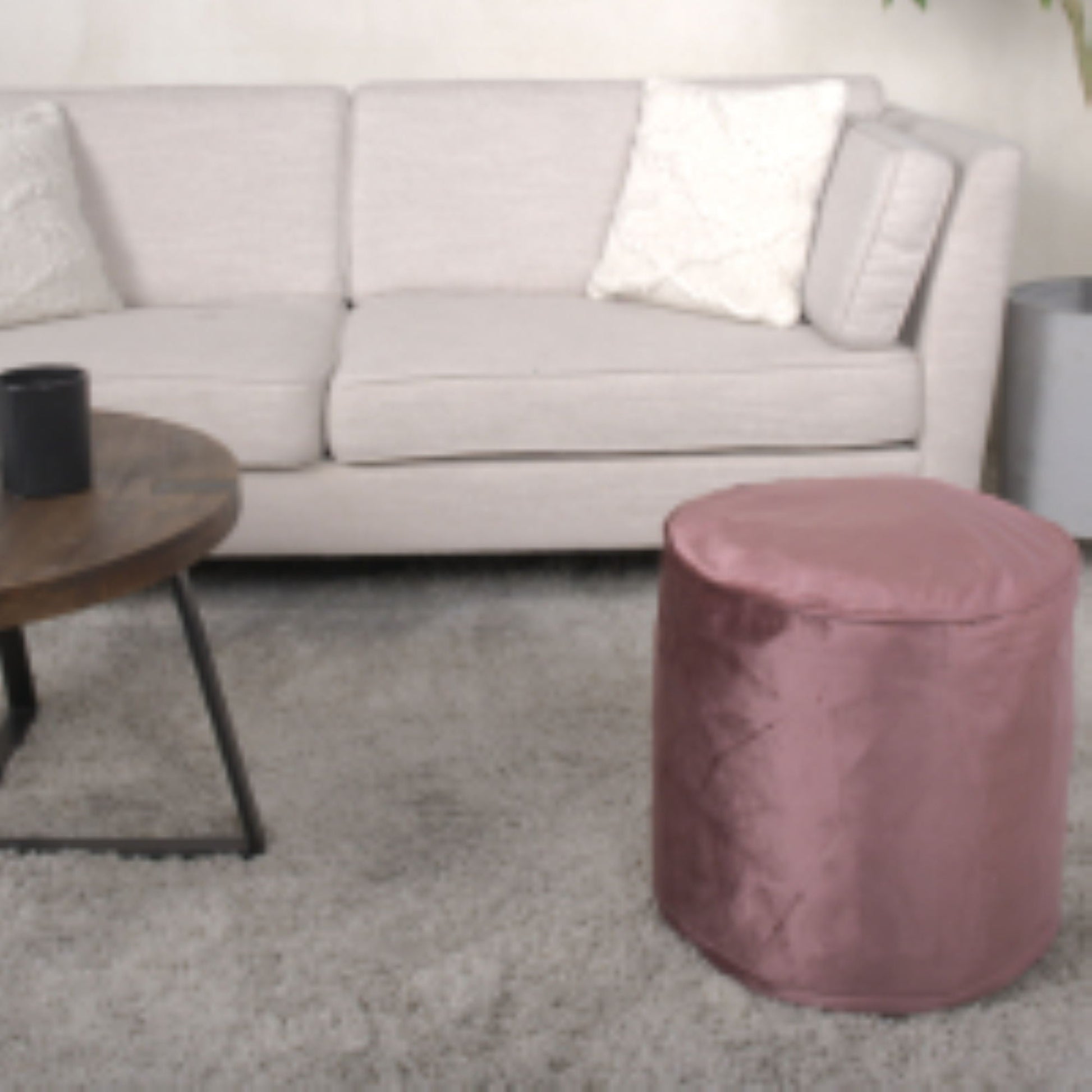 Shimon - Cylinder Pouf Ottoman Floor Cushion Home Essentials