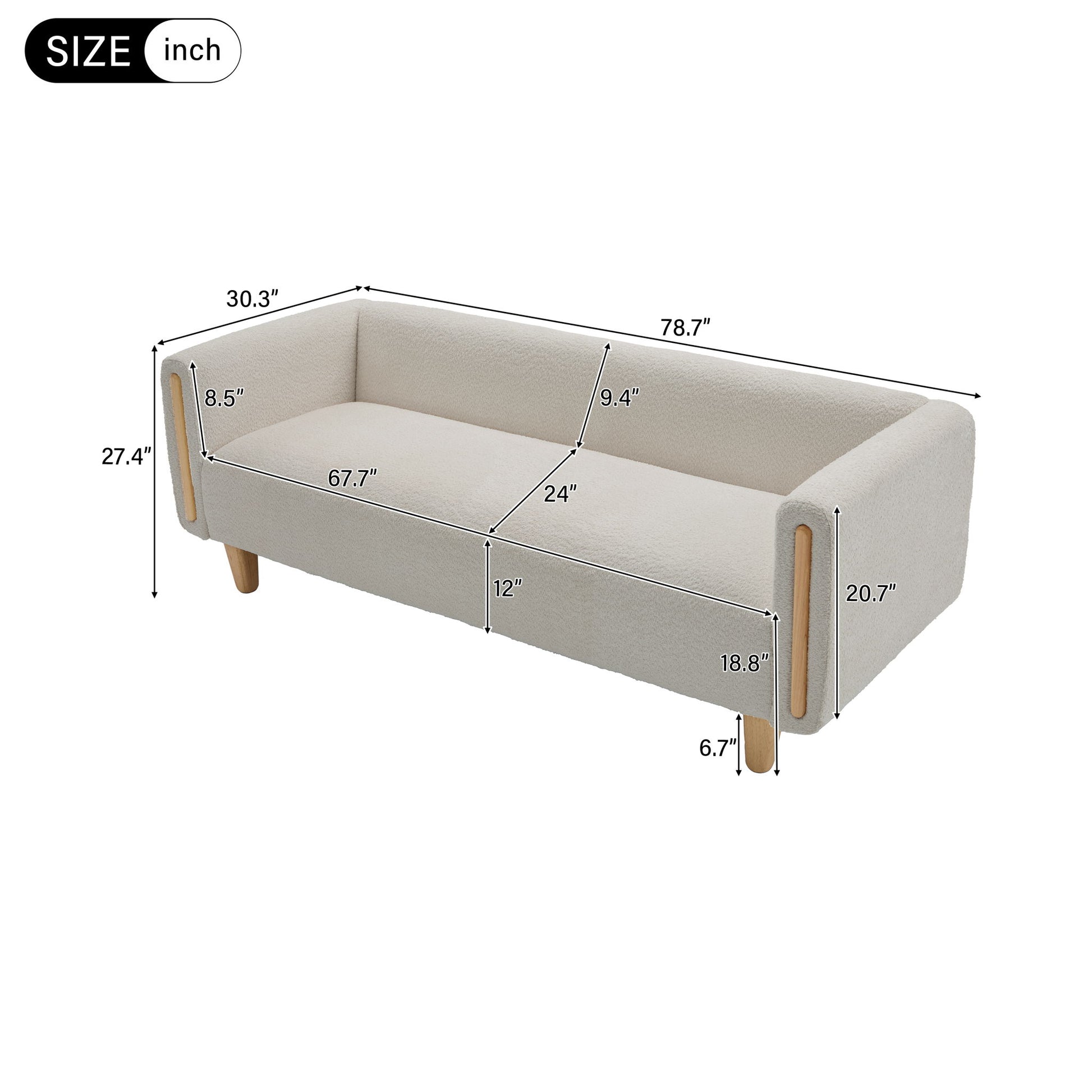3 Seater Sofa For Living Room - Oatmeal Noble House