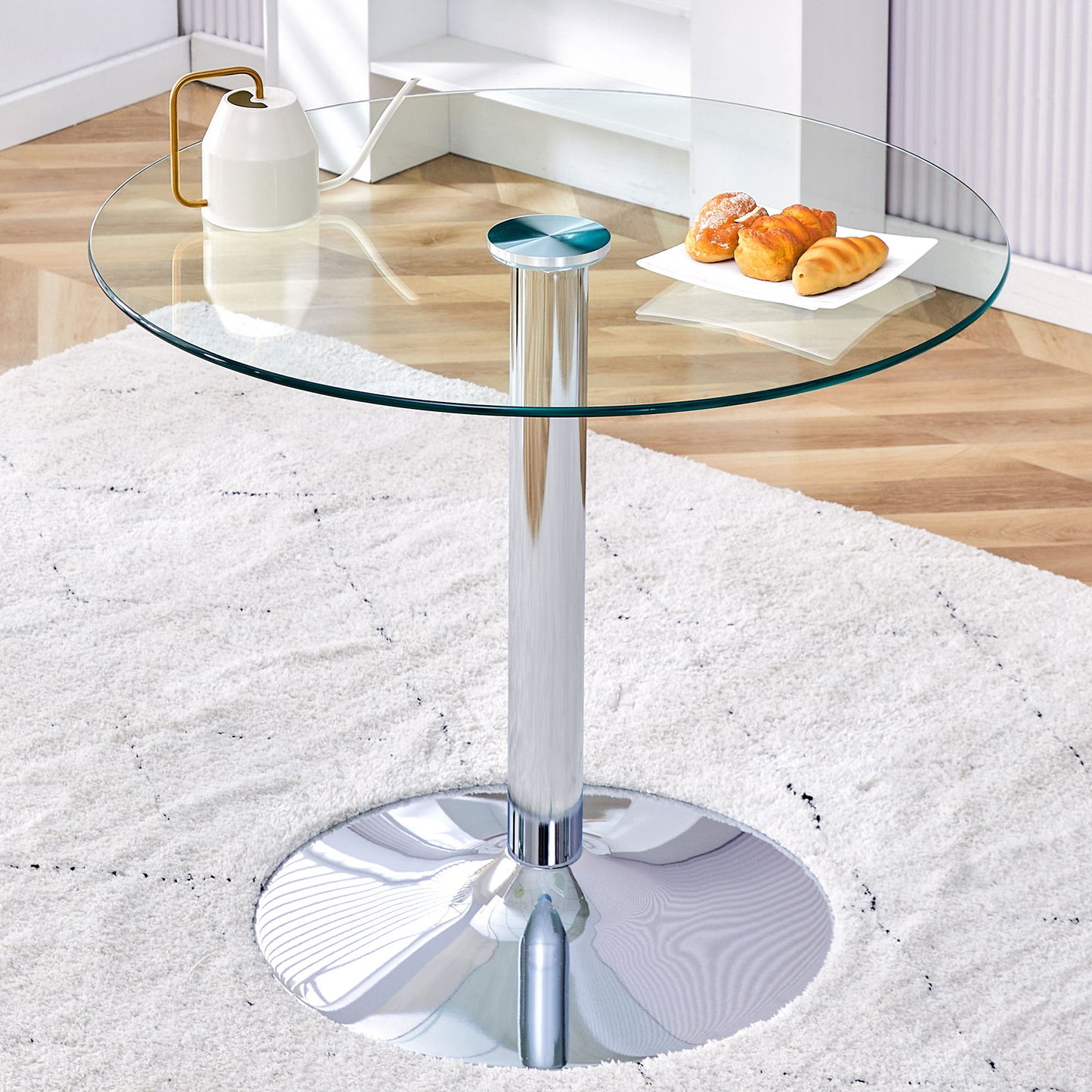 Modern Minimalist Round Dining Table With Glass Top Home Essentials