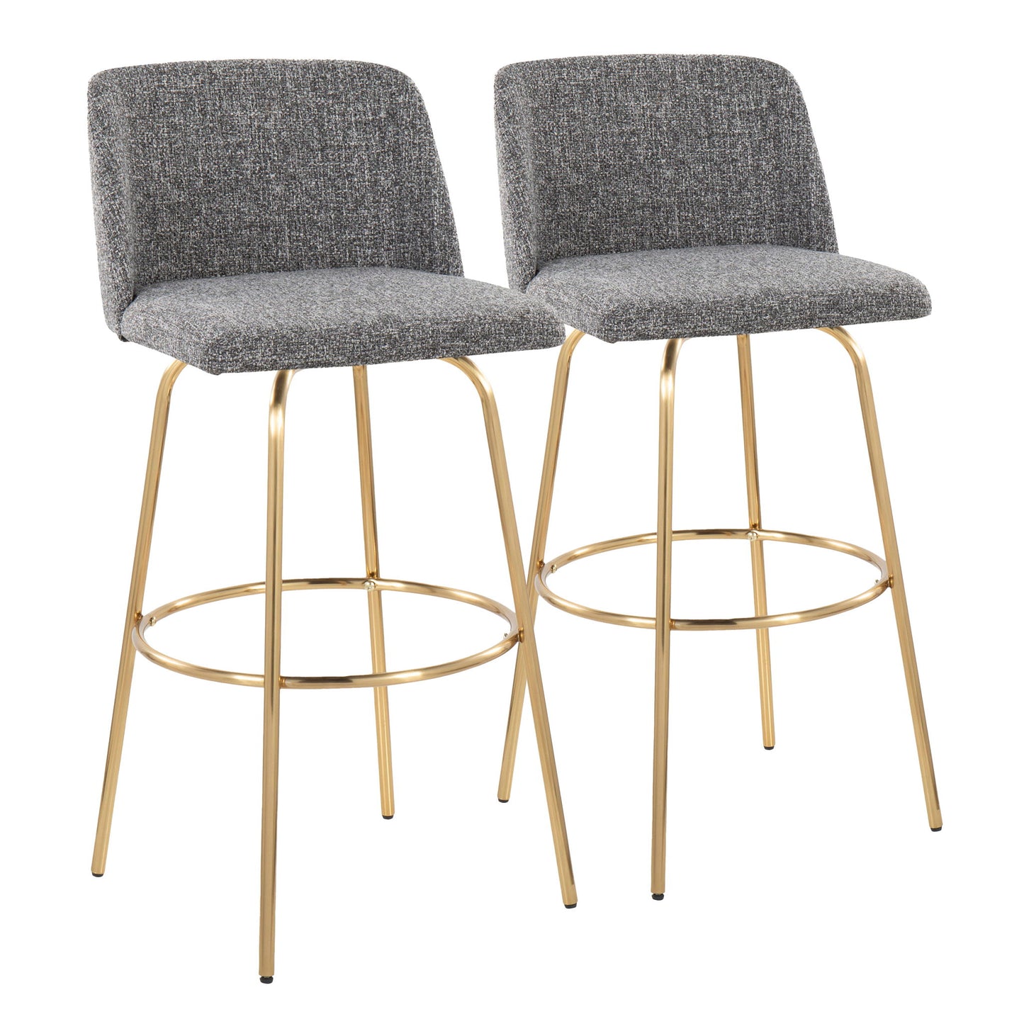 Toriano - Contemporary Fixed Height Barstool With Swivel With Round Footrest (Set of 2) Lumi Source