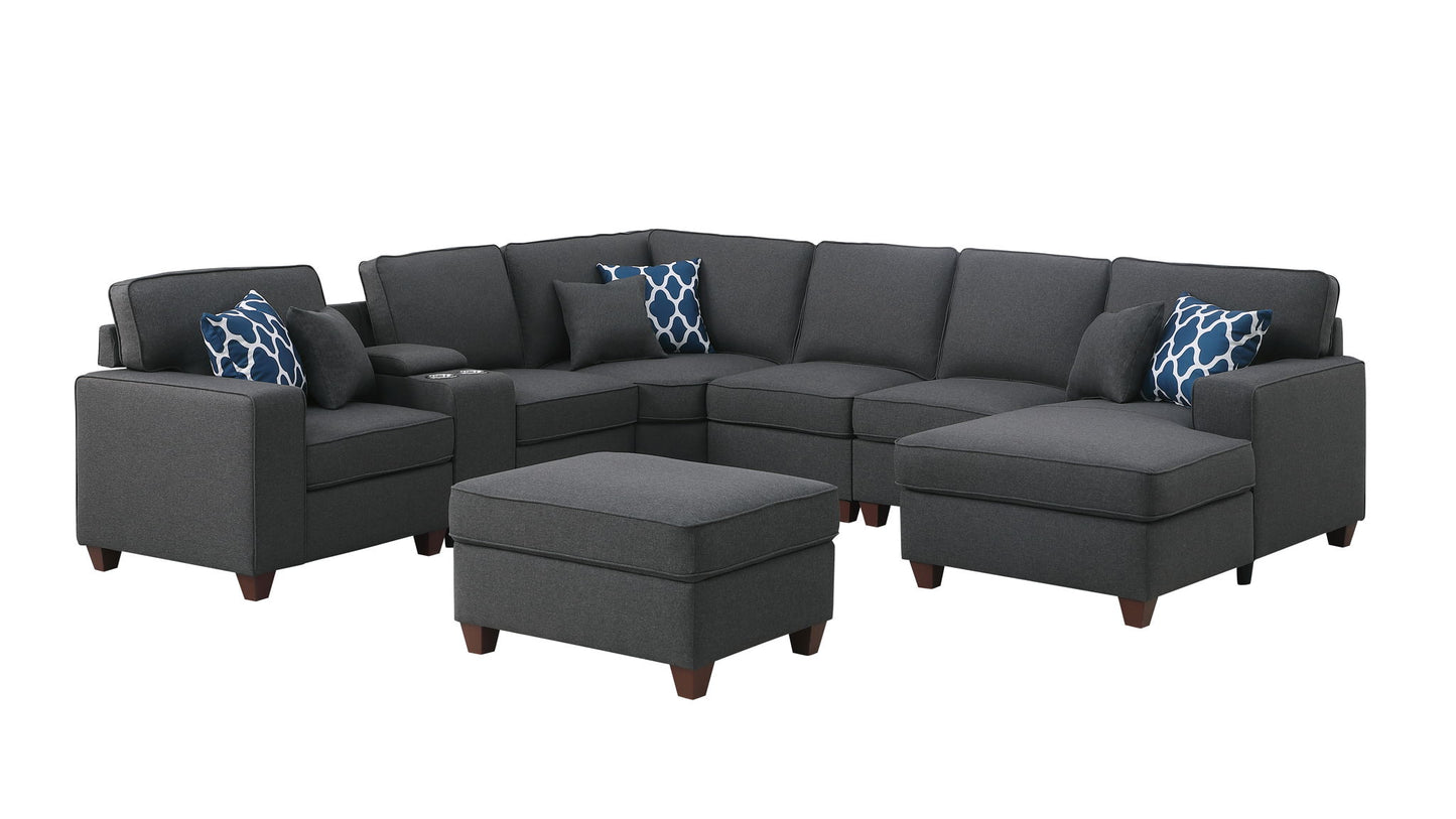 Tina - 8 Piece Upholstered Sectional With Ottoman Urban Retreats