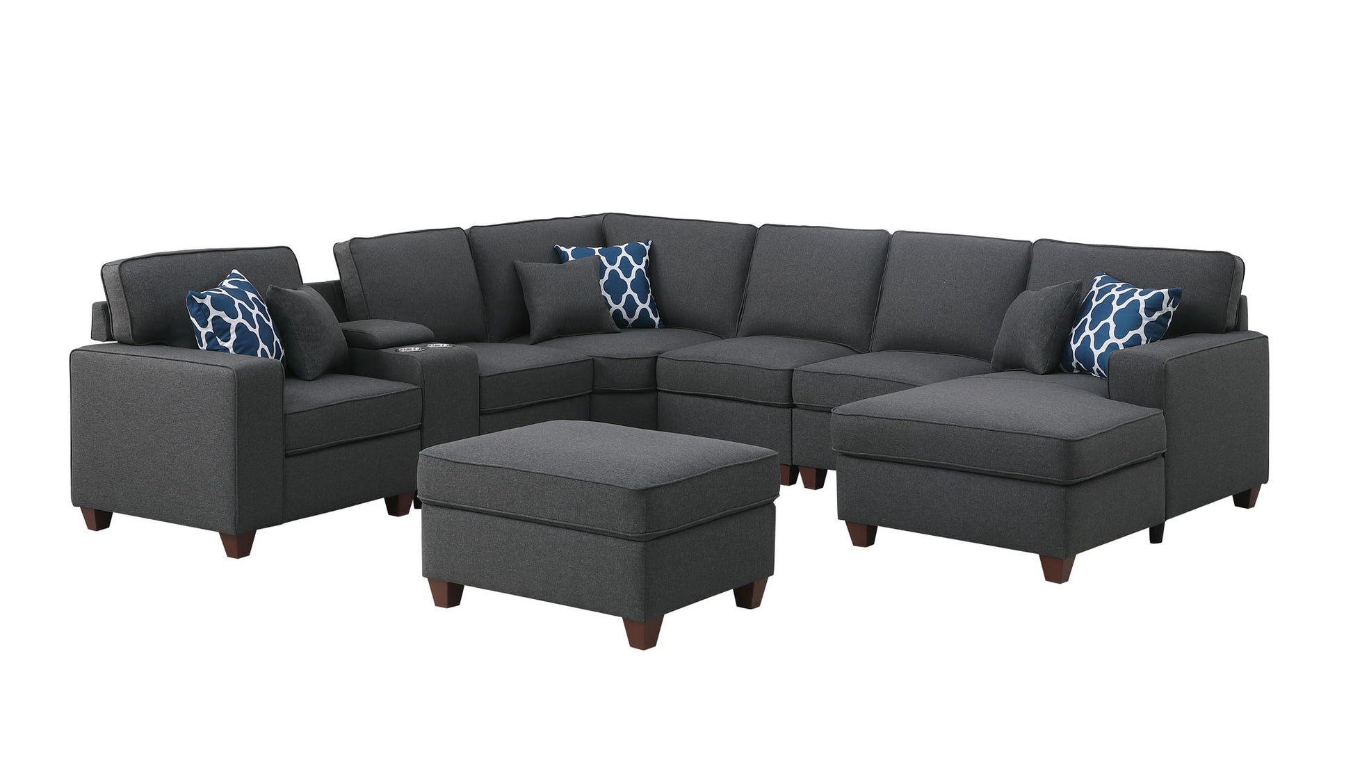 Tina - 8 Piece Upholstered Sectional With Ottoman Urban Retreats