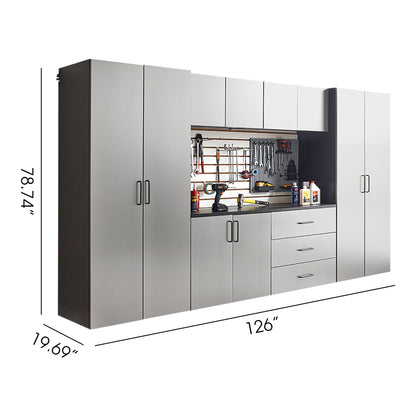 Astro Series - Garage Cabinet Set A With Soft Closing Drawers - Metallic Gray Daily Nest