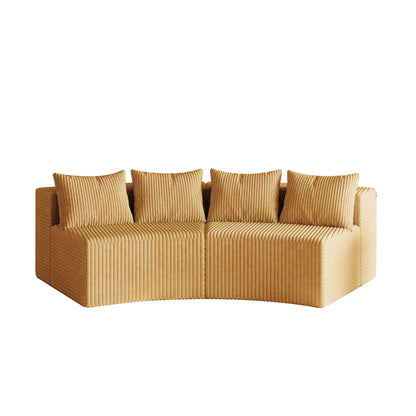 Curved Sectional Sofa With 4 Pillows, Modular Semi Circular Design Home Essentials