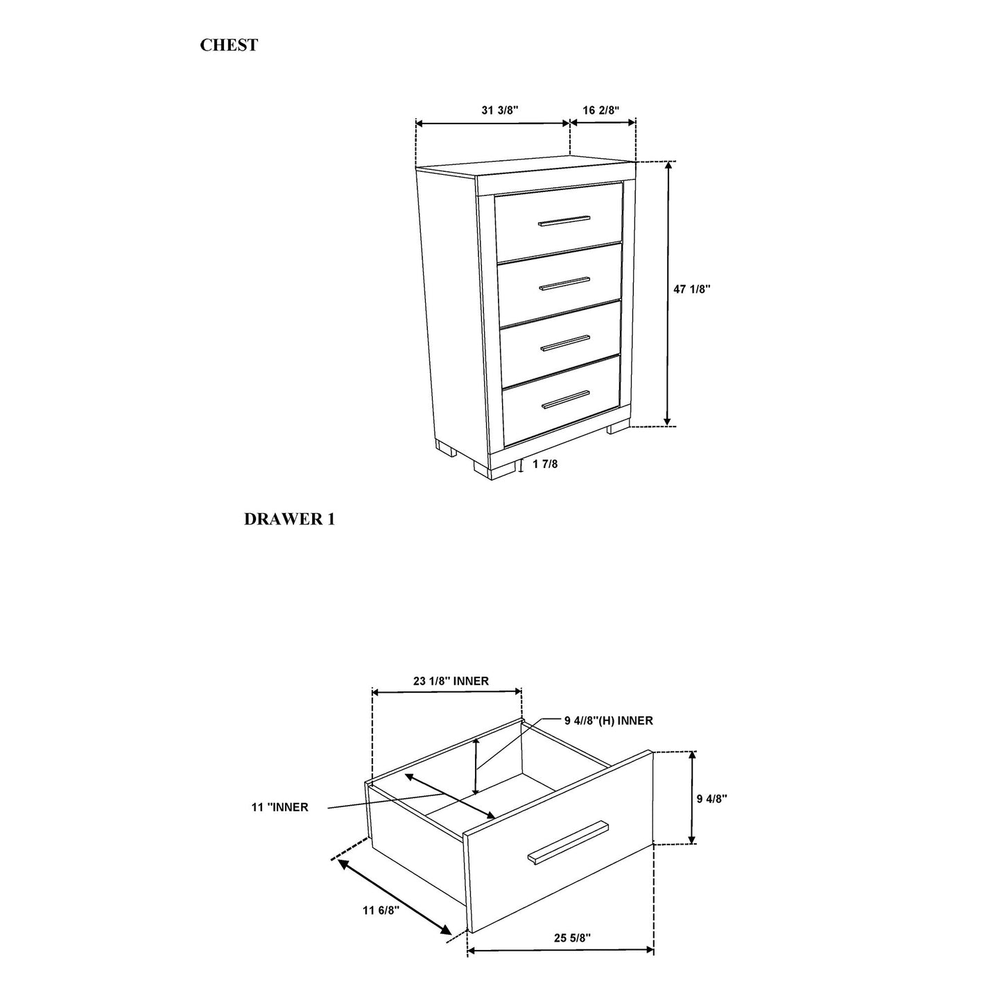 Elsa - 2 Toned And Chest With Bar Handle Global Furniture USA