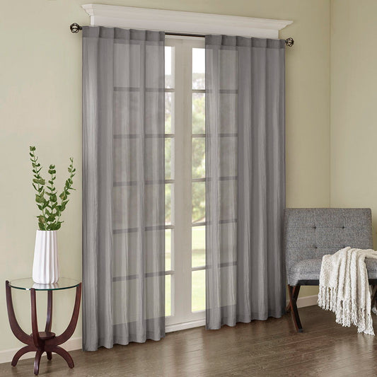 Harper - Solid Crushed Window Panel Pair - Gray Madison Park