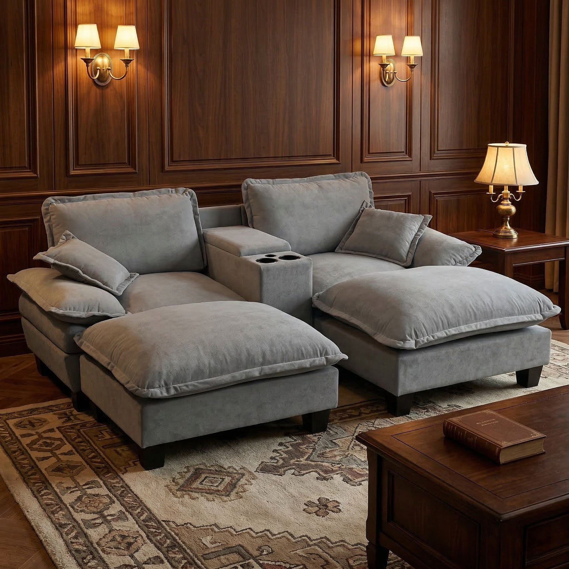 Modular Cloud Couch Sofa With Cup Holders & Storage, USB Port Home Essentials