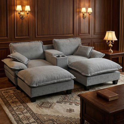 Modular Cloud Couch Sofa With Cup Holders & Storage, USB Port Home Essentials