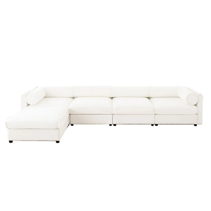 Contemporary Elegant White Chenille Sofa With Storage And Ottoman Home Essentials