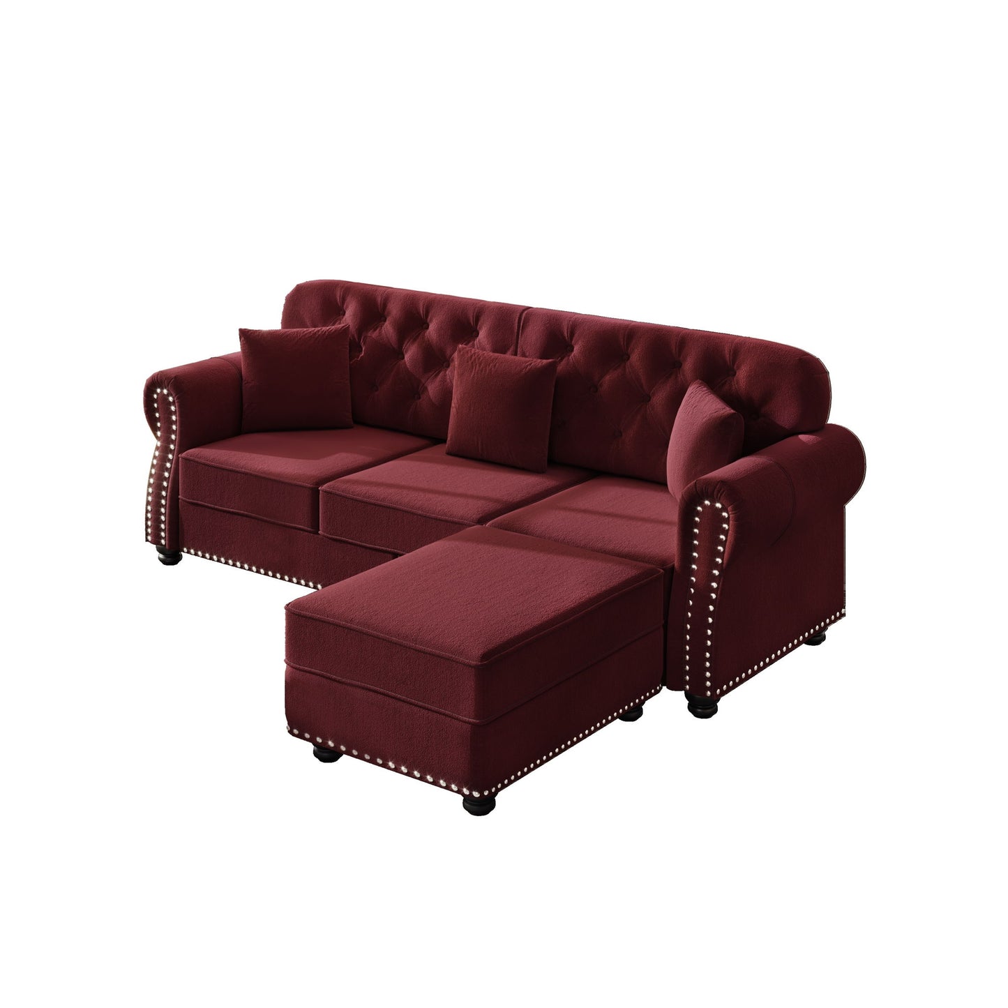 Upholstered Sofa Set With Nailhead Trim And Rolled Armrests, Includes Pillows Home Essentials