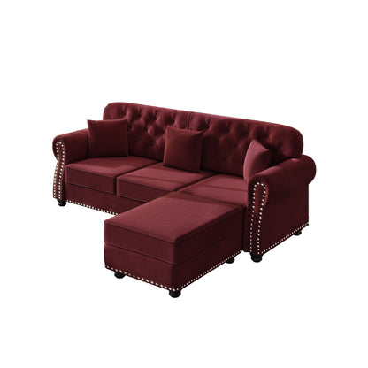 Upholstered Sofa Set With Nailhead Trim And Rolled Armrests, Includes Pillows Home Essentials