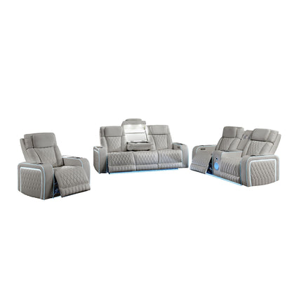 Electra - Power Reclining Set With Power Headrests, Massage And LED Lighting Matrix Furniture Group