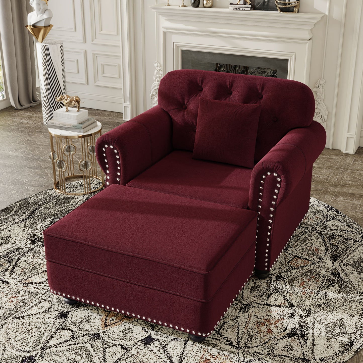 Sofa With Nailhead Trim And Rolled Armrests Home Essentials