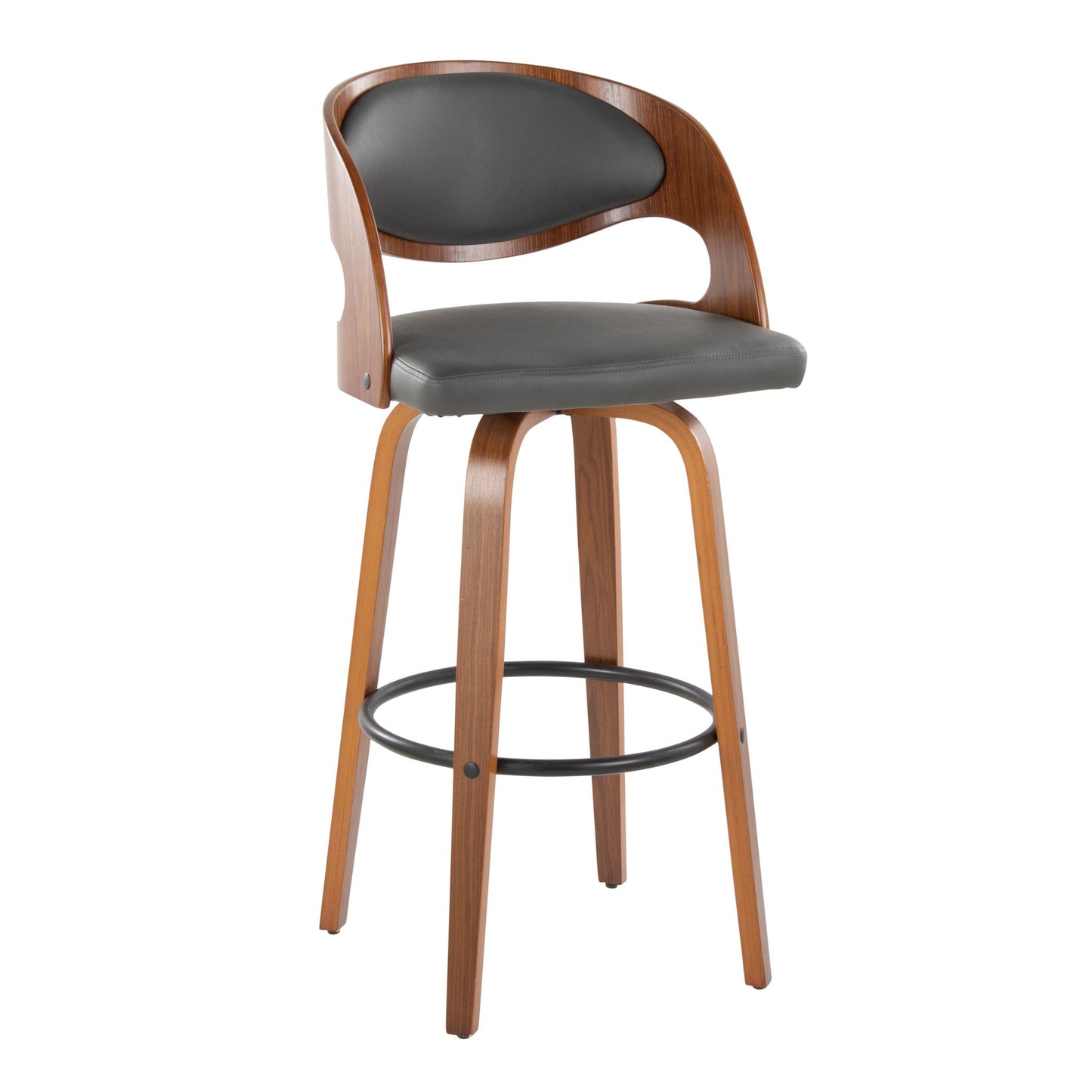 Pino - Mid Century Modern Fixed Height Barstool With Swivel & Round Footrest (Set of 2) Lumi Source
