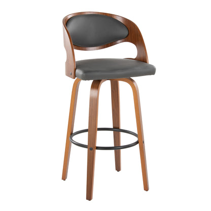 Pino - Mid Century Modern Fixed Height Barstool With Swivel & Round Footrest (Set of 2) Lumi Source