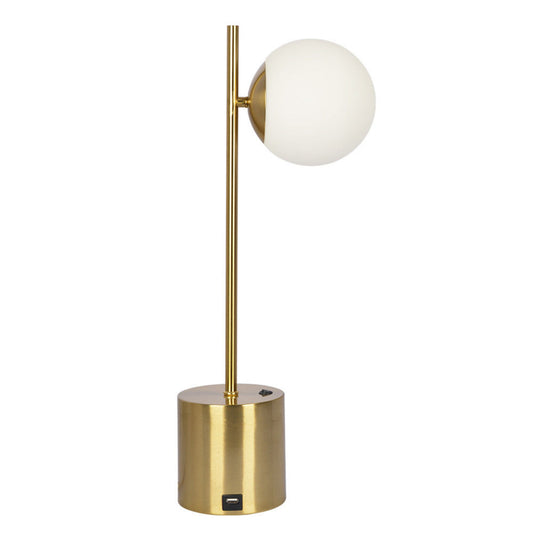 Ethereal - Modern Small Table Lamp, Desk Lamp Fixture With Globe Shade - Gold / White Ashcroft Furniture