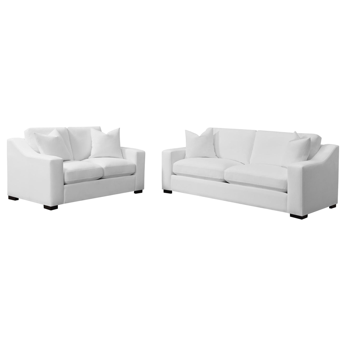 Chelan - 2 Piece Upholstered Sloped Arm Sofa Set - White Furniture Max