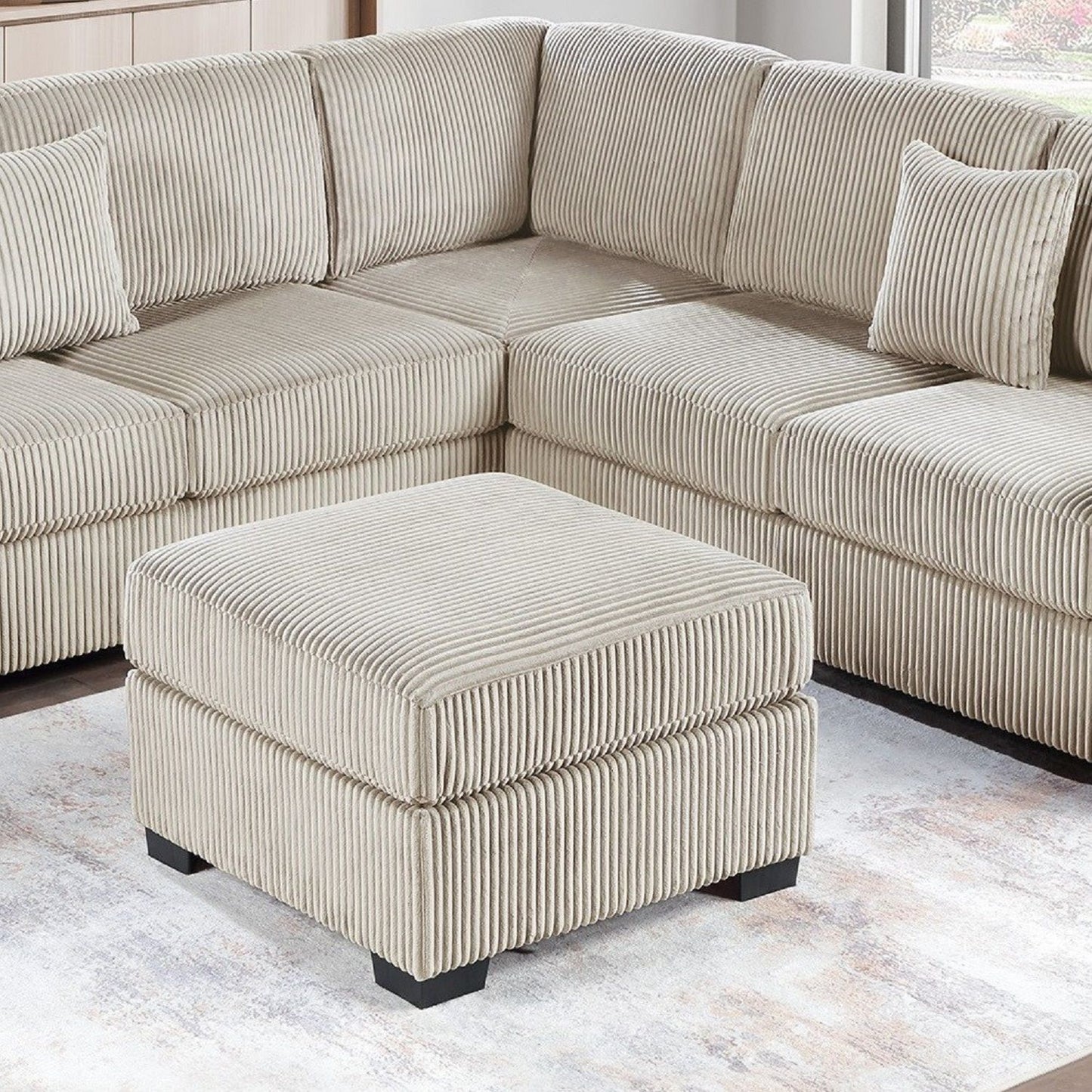 Upholstered L - Shaped 4 Piece Sectional Set With USB, Cocktail Ottoman Home Essentials