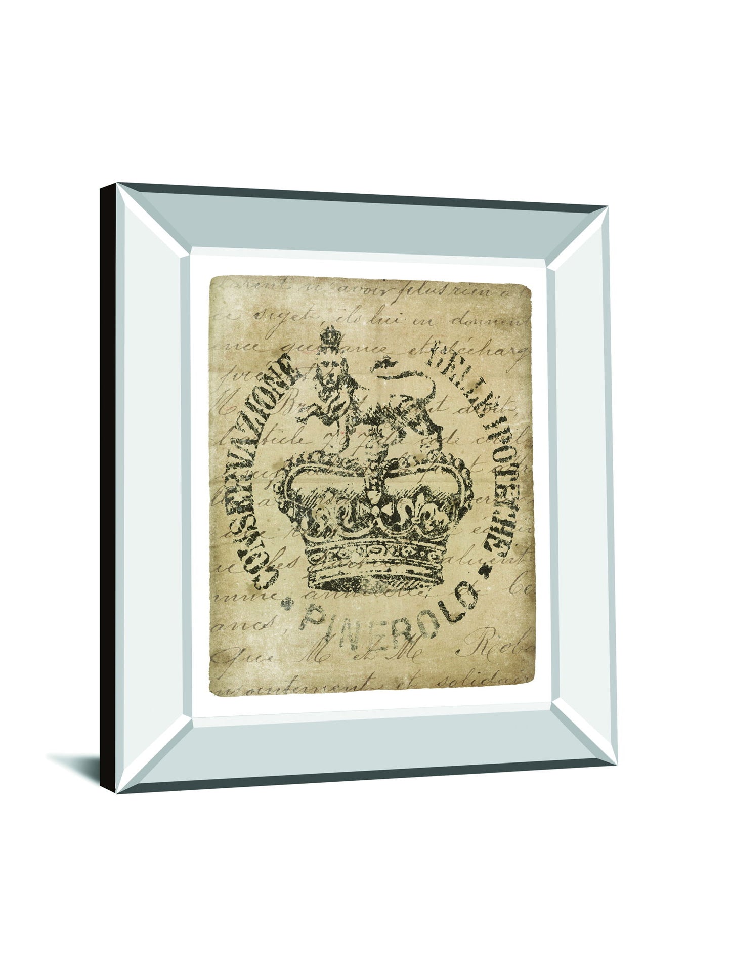 Vintage Seal IV V2 By Wild Apple Portfolio - Mirror Framed Print Wall Art - Beige