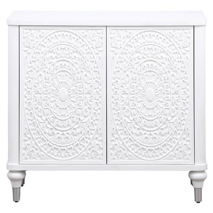 Cardella - 2 Door Mandala Accent Cabinet - Distressed White Coaster Fine Furniture