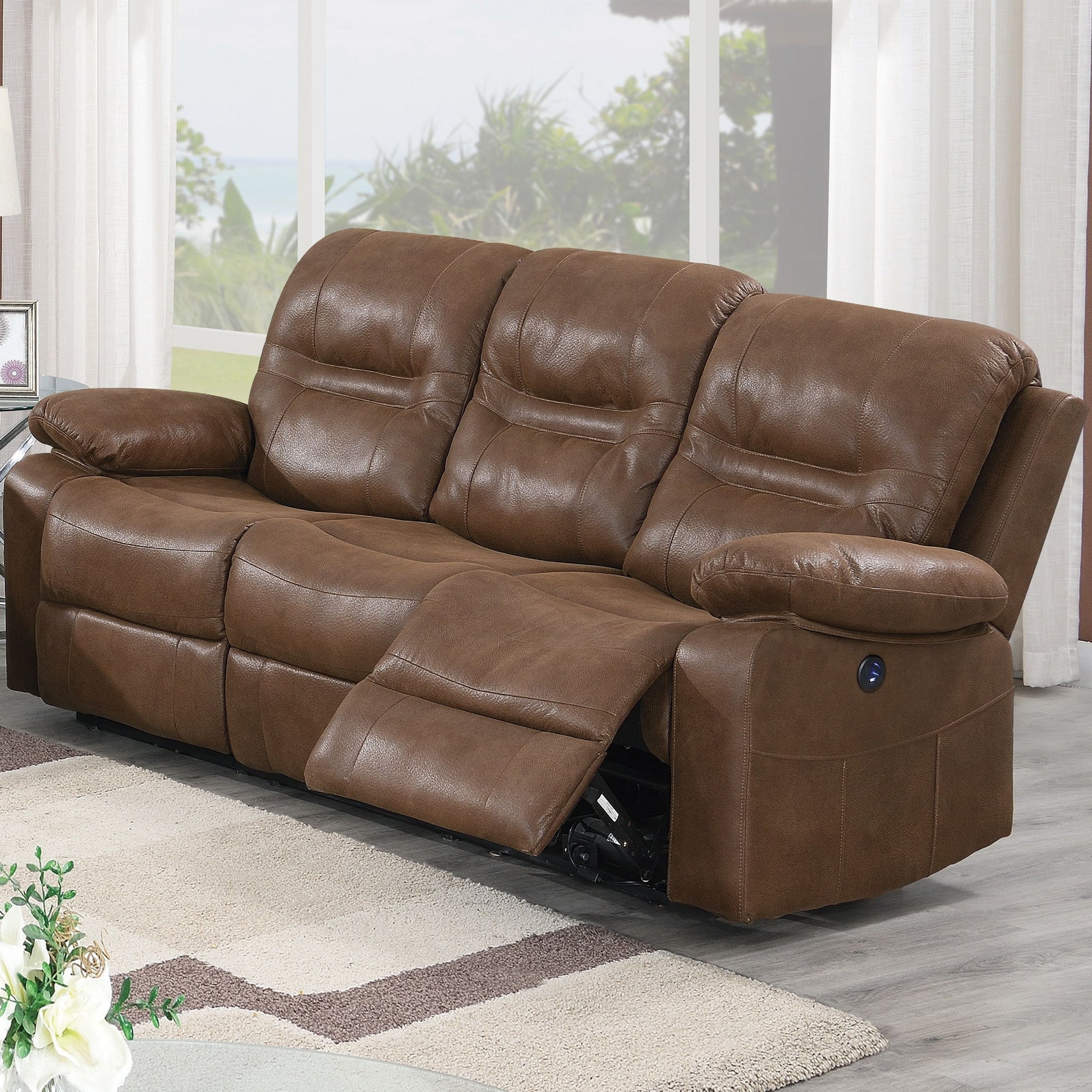 Modern Contemporary Power Reclining Sofa With USB Port Home Essentials