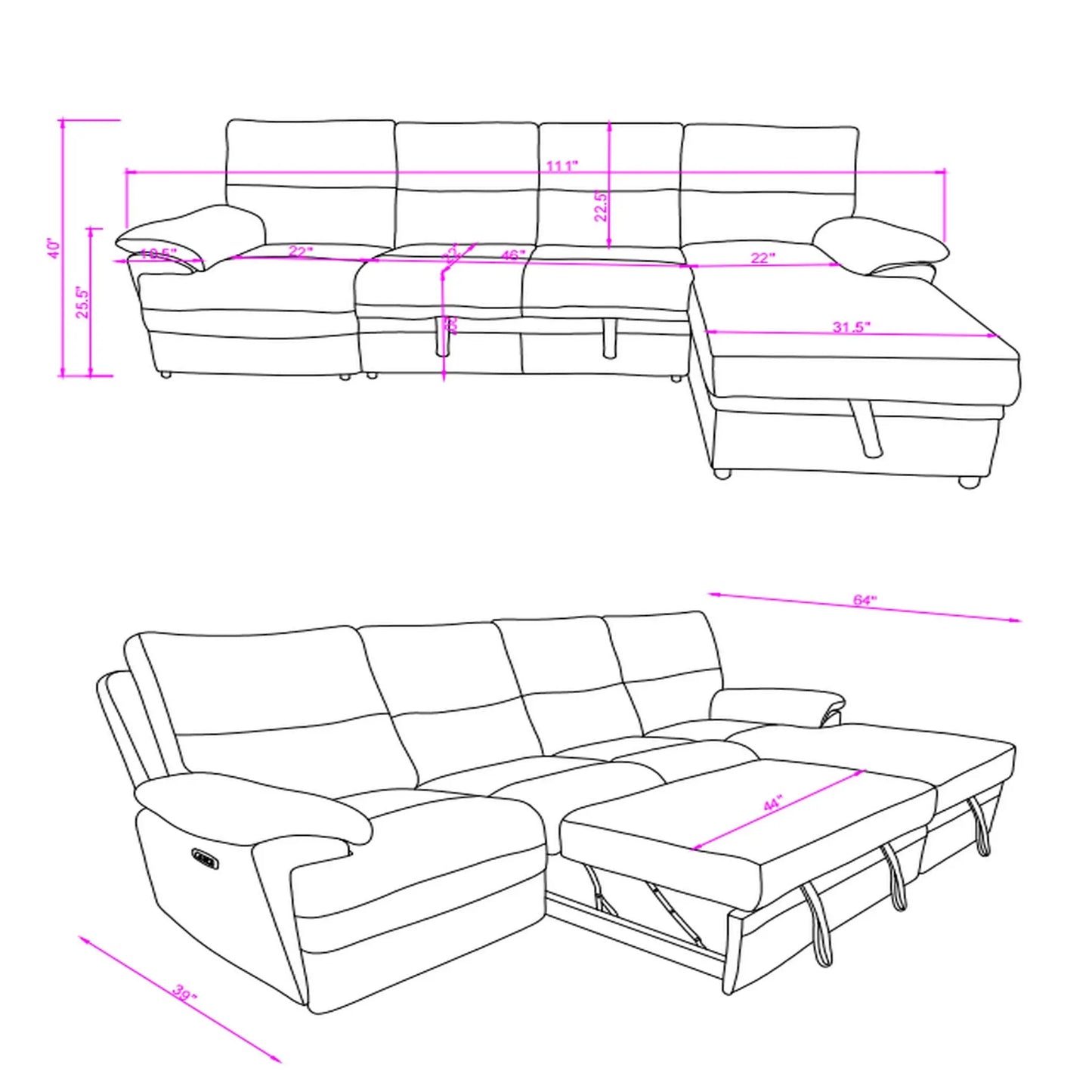 Kia - Sectional With Power And USB - Beige / Brown Global Furniture USA
