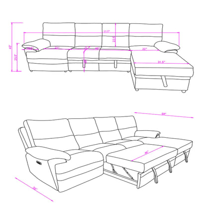 Kia - Sectional With Power And USB - Beige / Brown Global Furniture USA