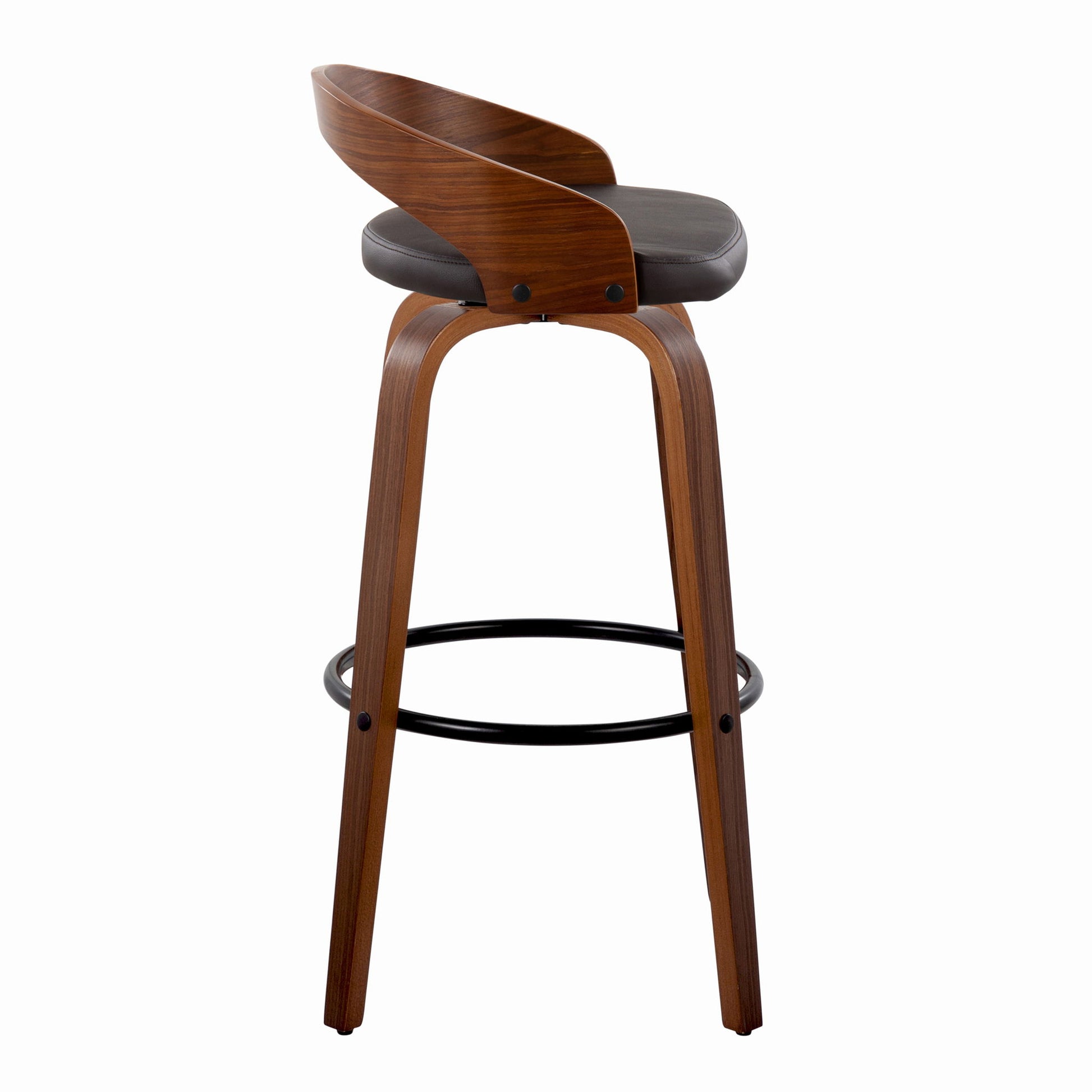 Grotto - Mid Century Modern Fixed Height Barstool & Swivel With Round Footrest (Set of 2) Lumi Source