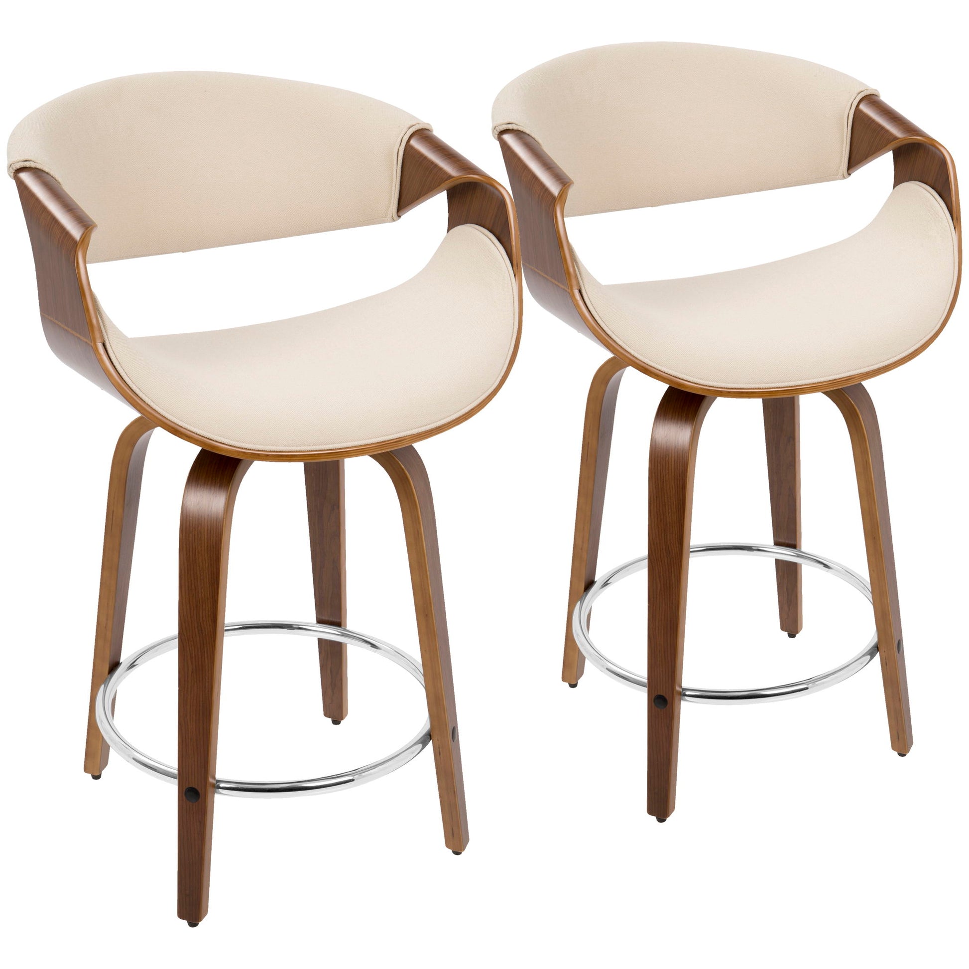 Curvini Mid - Century Modern Fixed Height Counter Stool With Swivel (Set of 2) Lumi Source
