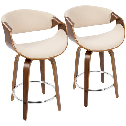 Curvini Mid - Century Modern Fixed Height Counter Stool With Swivel (Set of 2) Lumi Source