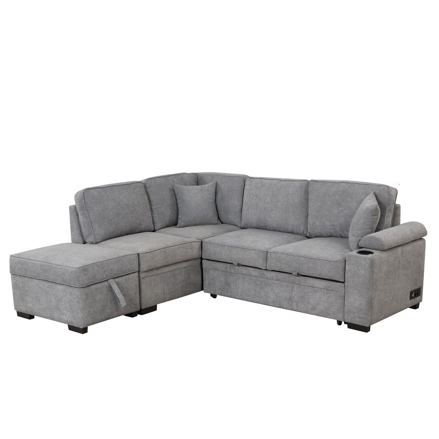 Sleeper Sofa Bed, 2 In 1 Pull Out Sofa Bed L Shape Couch With Storage Ottoman For Living Room, Bedroom Couch And Small Apartment Hearth and Haven