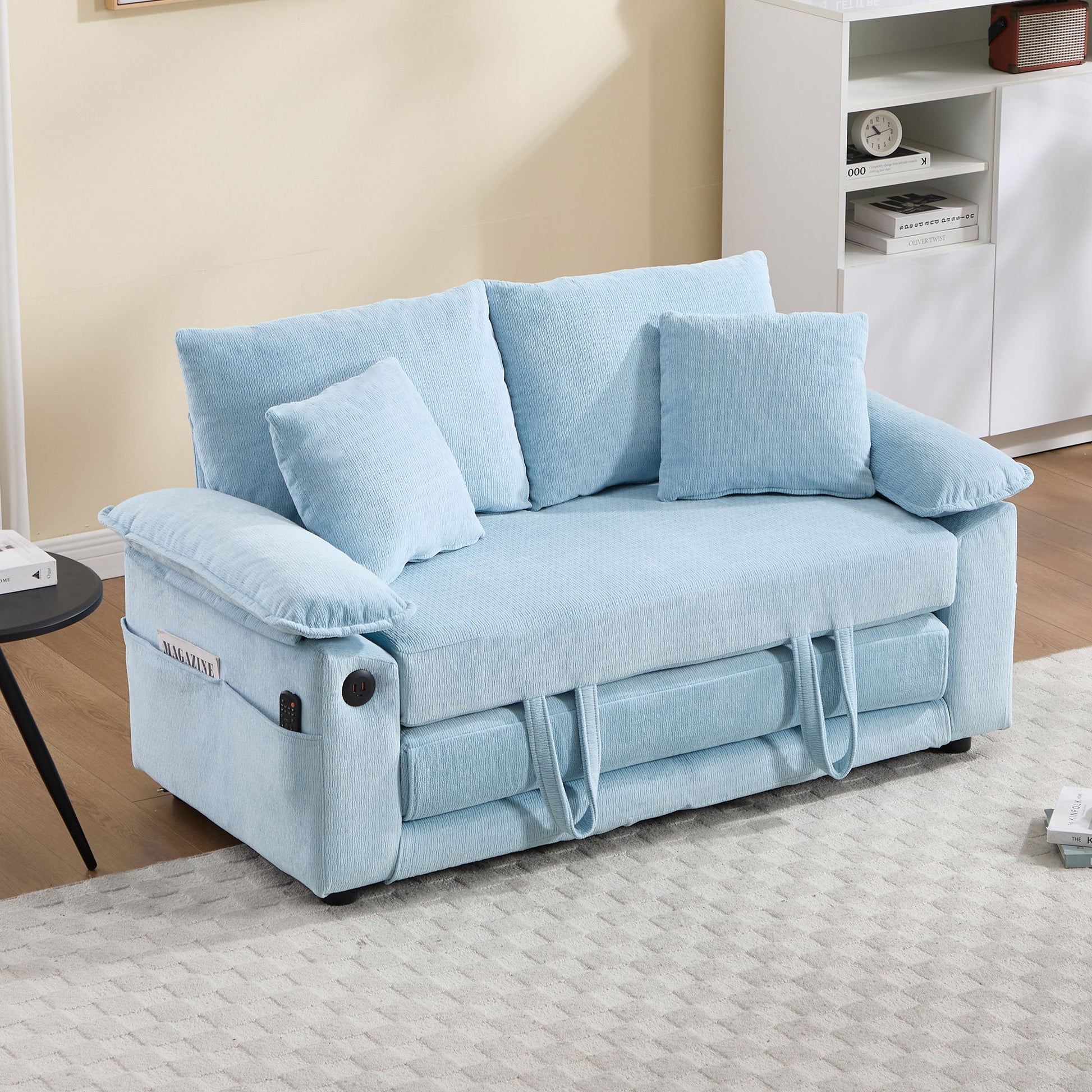 Upholstered Futon Convertible Floor Sofa Bed Home Essentials