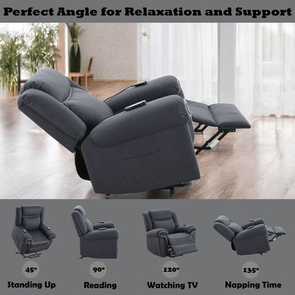 Domana - Polished Microfiber Power Nirion Recliner With Lift Heating Massage Chair - Dark Blue Acme