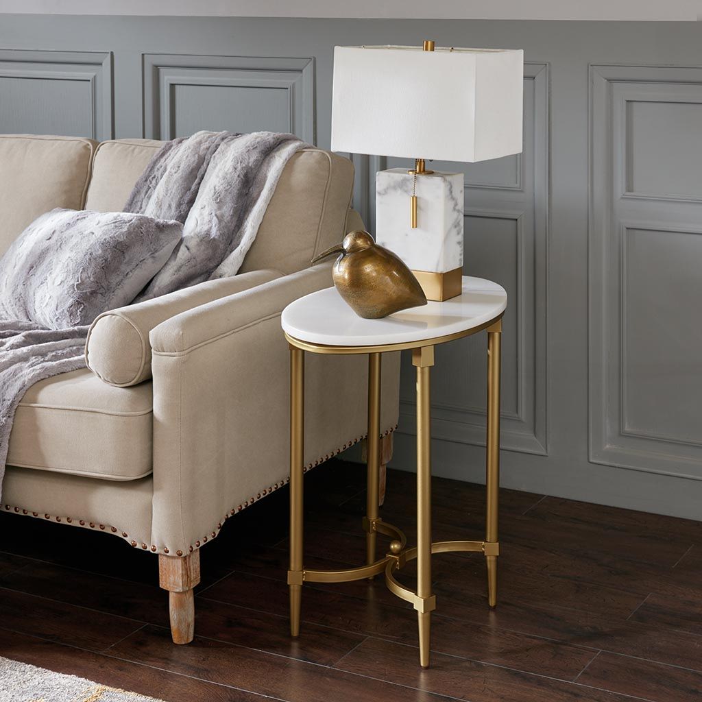 Bordeaux - End Table - White / Gold