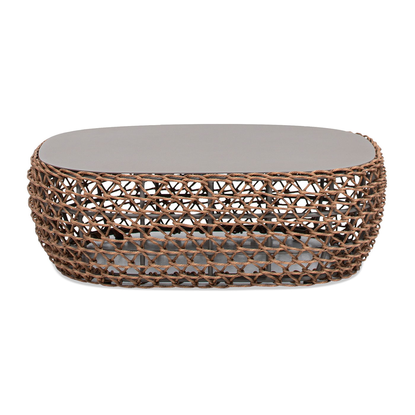 Willow - Oval Woven Patio Coffee Table, Wicker Frame Jennifer Taylor Home