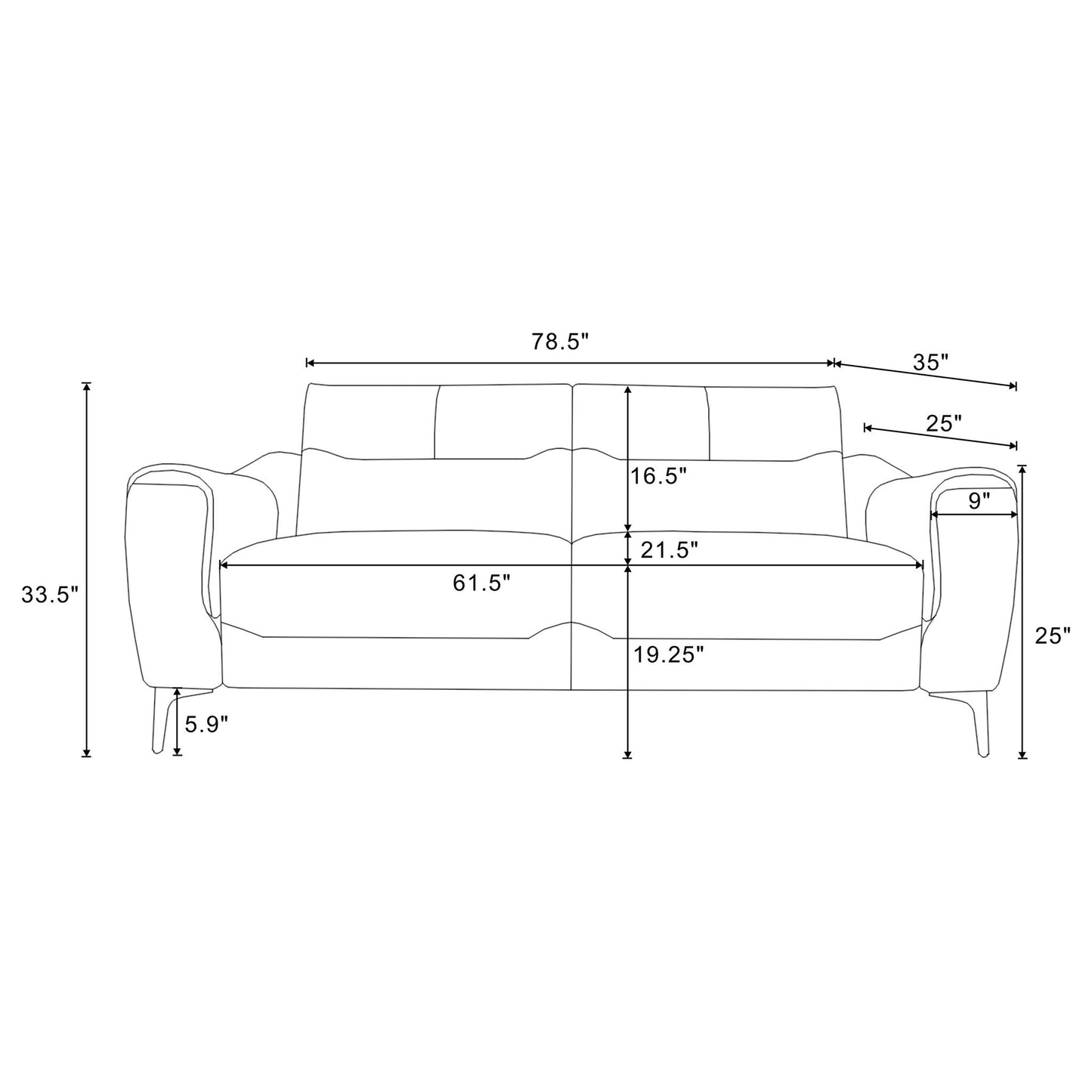 Oberle - 2 Piece Upholstered Sofa Set With Pocket Coil Seating - Charcoal Furniture Max