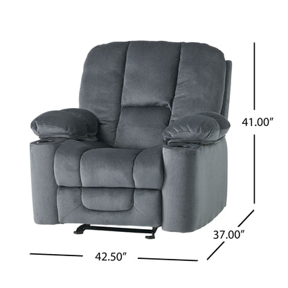 Luxurious Manual Recliner Chair With Skin-Friendly Fabric And Dual Cup Holders Noble House