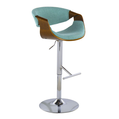 Curvo - Mid Century Modern Adjustable Barstool With Swivel With Straight T Footrest Lumi Source