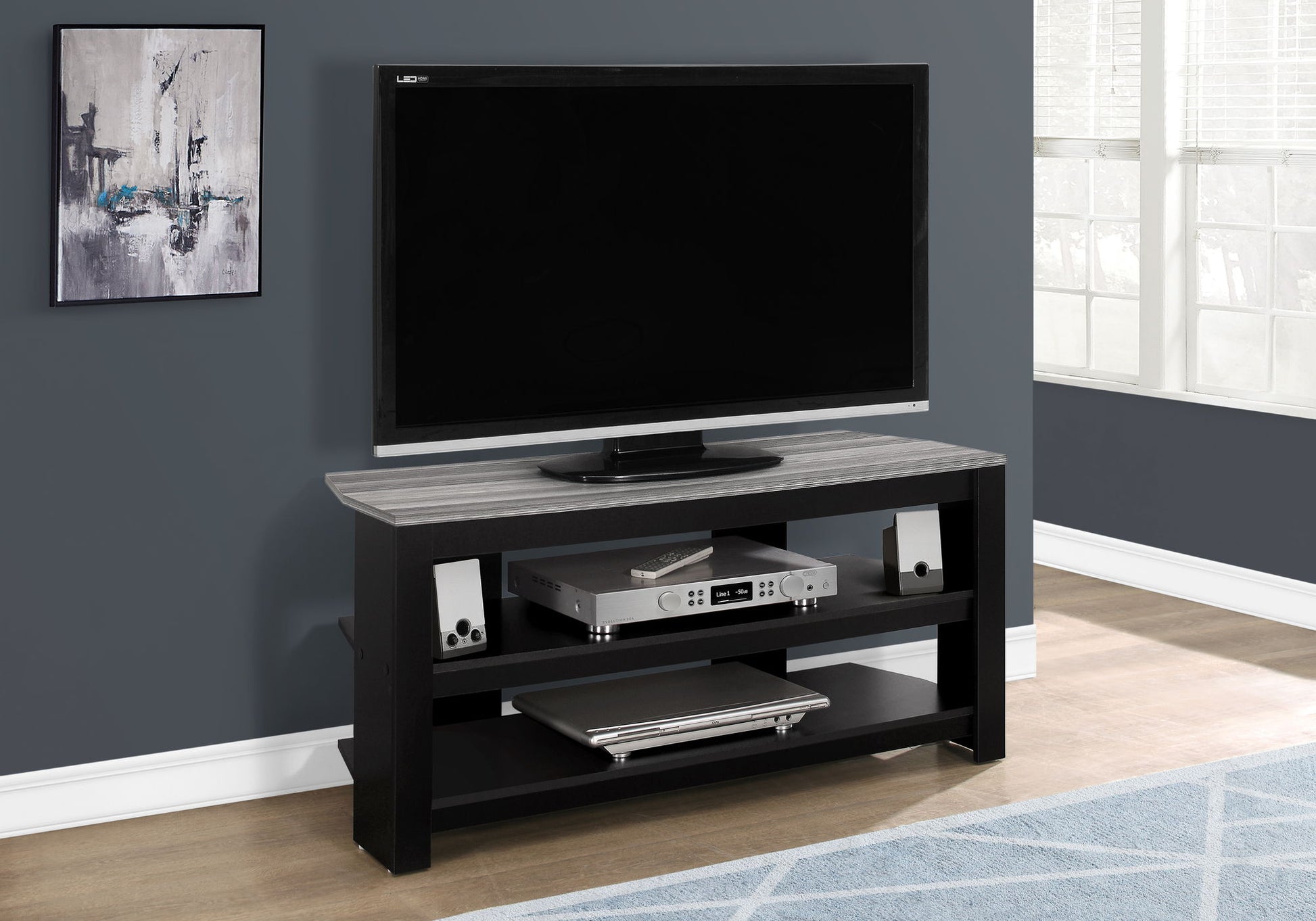 TV Stand, Console, Media Entertainment Center, 3 Storage Shelves 8th Street