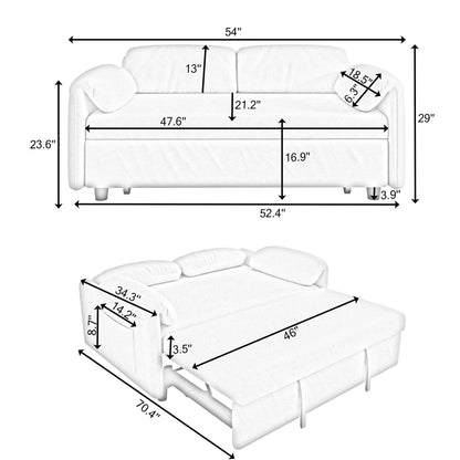 Sofa, Dual Purpose Lounge With Retractable Queen Size Bed Home Essentials