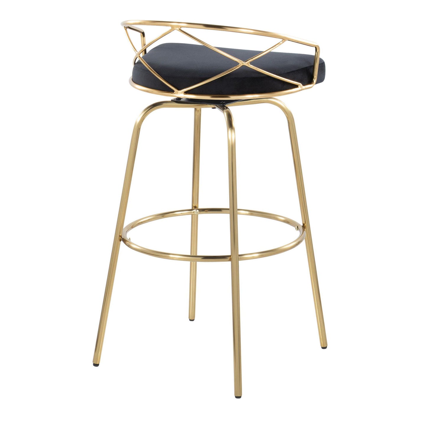 Charlotte - Glam Glam / Art Deco Fixed Height Barstool With Swivel With Round Footrest (Set of 2) Lumi Source
