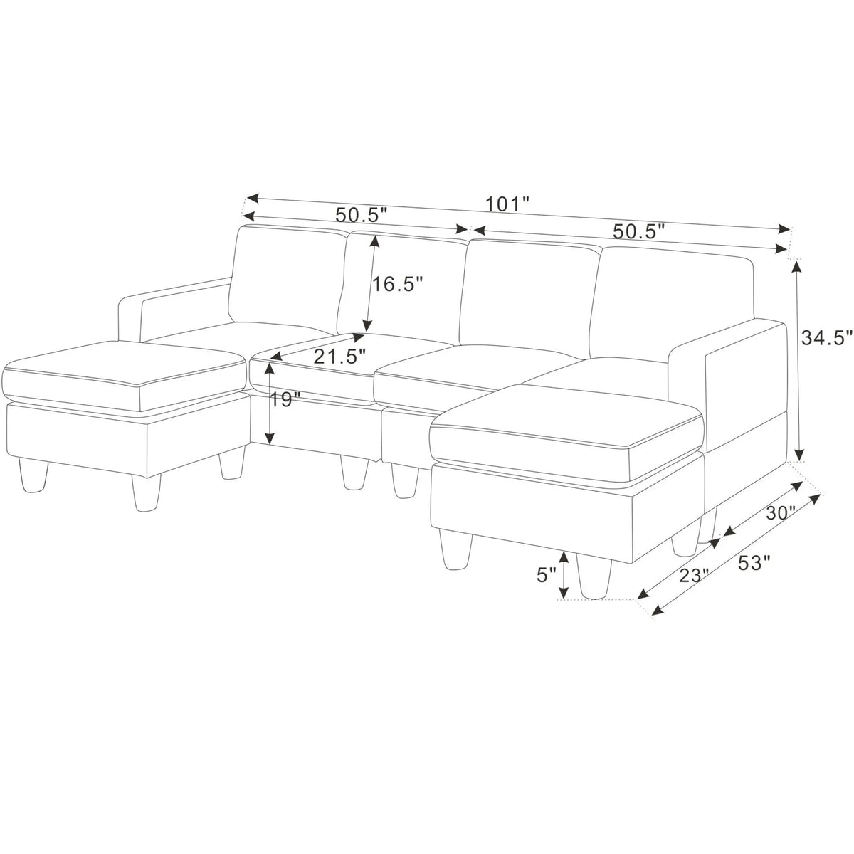 Modular Sectional With 2 Ottomans Home Essentials