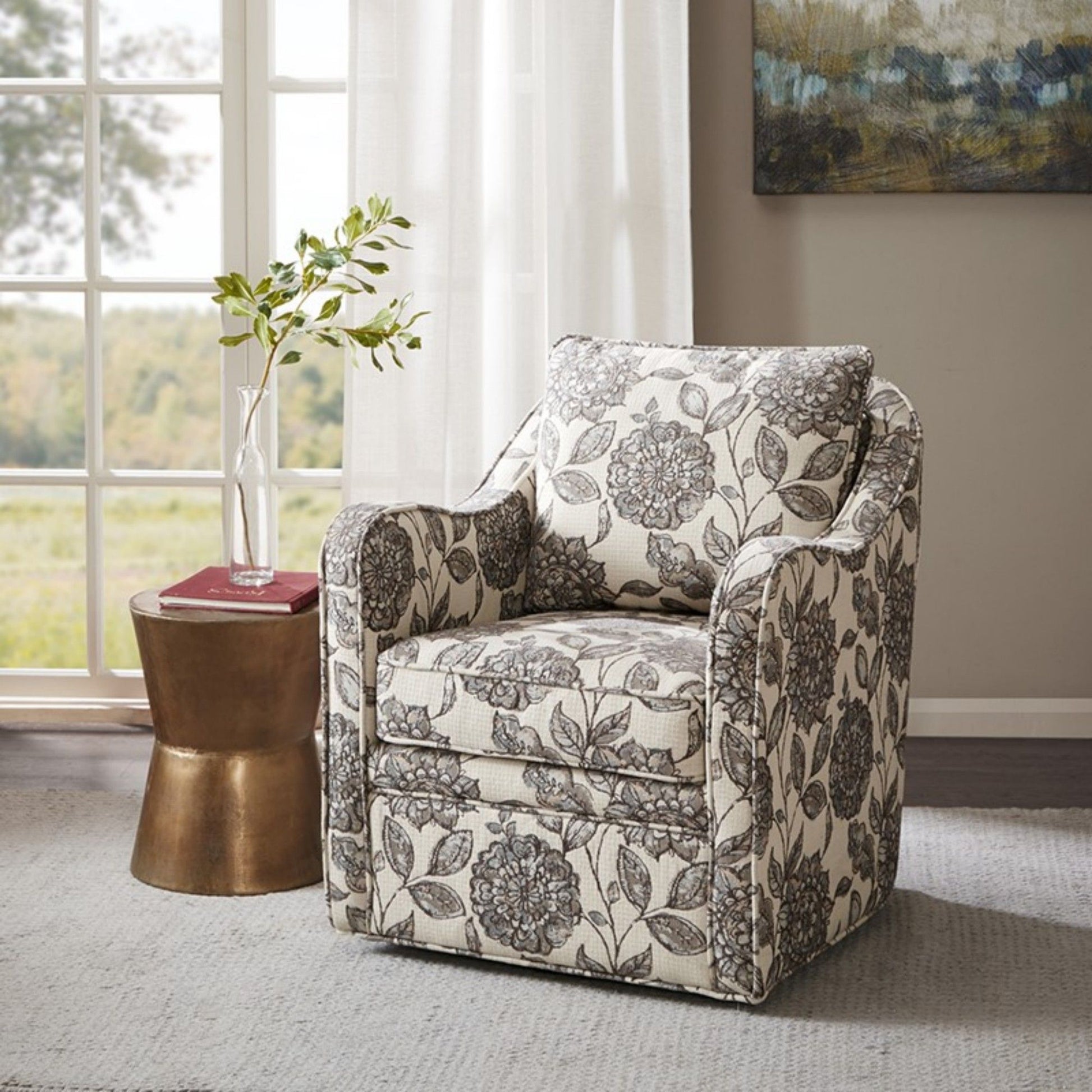 Wide Seat Arm Chair With 360 Degree Rotation JLA