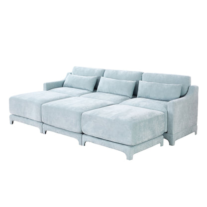 Stylish Sofa With Ottoman And Lumbar Pillows, Ergonomic Design Home Essentials