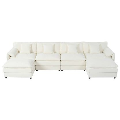 Modern Comfy Deep Seat Modular Sectional Sofa Cloud Couch With Ottoman Home Essentials