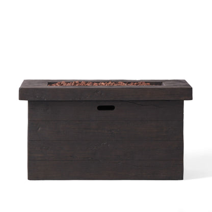 Custer - Rectangular Fire Pit 50, 000 Btu Magnesium Oxide - Brown Noble House